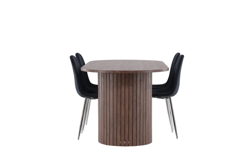 Härön Spisegruppe 200 cm Oval med 4 Polar stole - Mocca/Svart - Møbler - Borde - Spisebordssæt