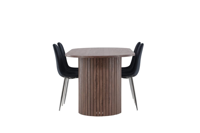 Härön Spisegruppe 200 cm Oval med 4 Polar stole - Mocca/Svart - Møbler - Borde - Spisebordssæt