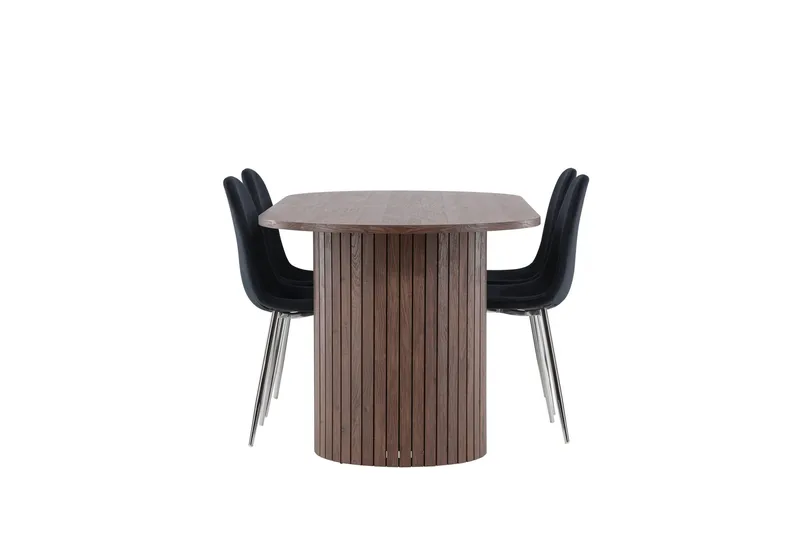 Härön Spisegruppe 200 cm Oval med 4 Polar stole - Mocca/Svart - Møbler - Borde - Spisebordssæt