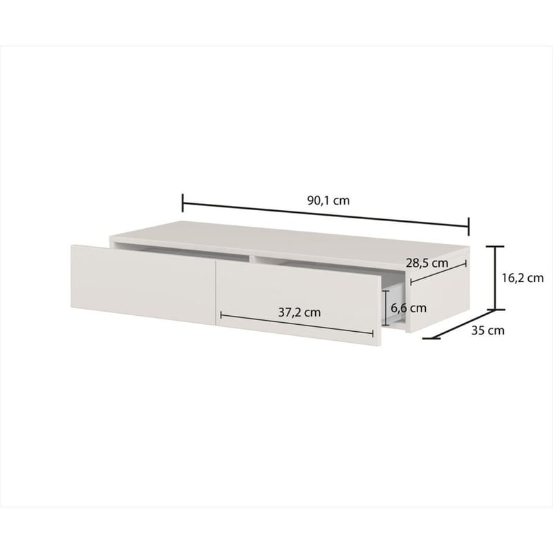 Hængende sminkebord Jukon S med 2 Skuffer + Spejl Ø80 cm - Møbler - Borde - Sminkebord & konsolbord