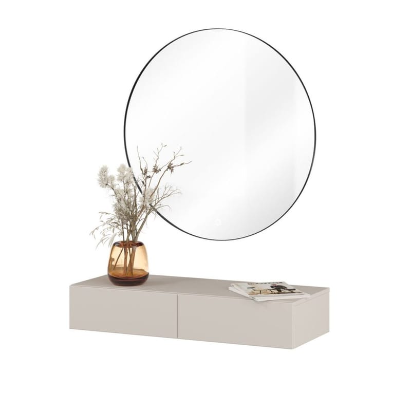 Hængende sminkebord Jukon S med 2 Skuffer + Spejl Ø80 cm - Møbler - Borde - Sminkebord & konsolbord