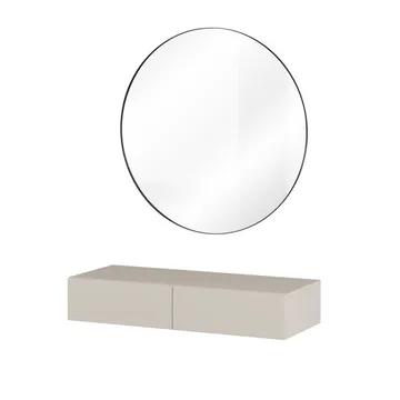 Hængende sminkebord Jukon S med 2 skuffer + spejl Ø80 cm - Møbler - Borde - Sminkebord & konsolbord
