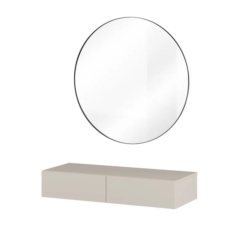Hængende sminkebord Jukon S med 2 skuffer + spejl Ø80 cm, undefined