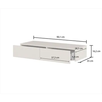 Hængende sminkebord Jukon S med 2 skuffer + spejl Ø80 cm - Møbler - Borde - Sminkebord & konsolbord