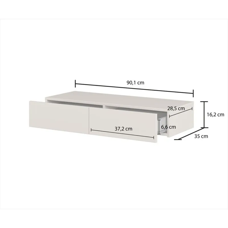 Hængende sminkebord Jukon S med 2 skuffer + spejl Ø80 cm - Møbler - Borde - Sminkebord & konsolbord