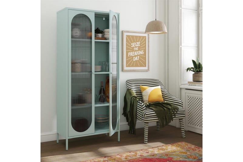 Højskab Luna Sky Blå - Sky Blå - Opbevaring - Skab - Vitrineskabe