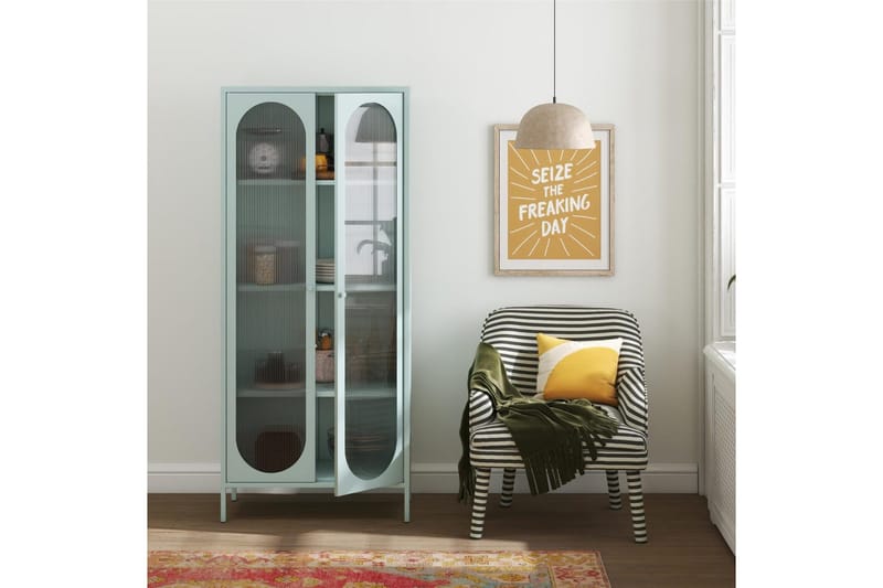 Højskab Luna Sky Blå - Sky Blå - Opbevaring - Skab - Vitrineskabe