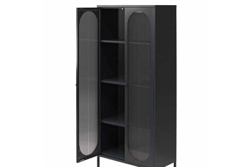 Højskab Luna Sort - Sort - Opbevaring - Skab - Vitrineskabe
