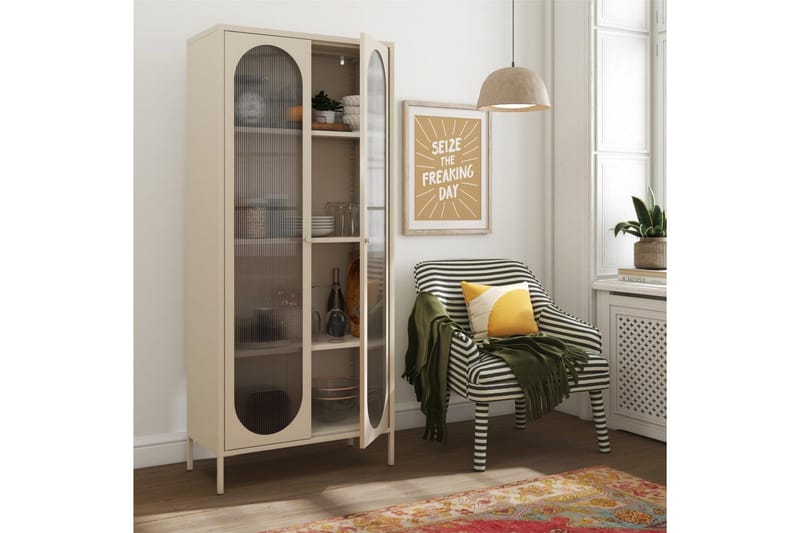 Højskab Luna Pergament - Pergament - Opbevaring - Skab - Vitrineskabe