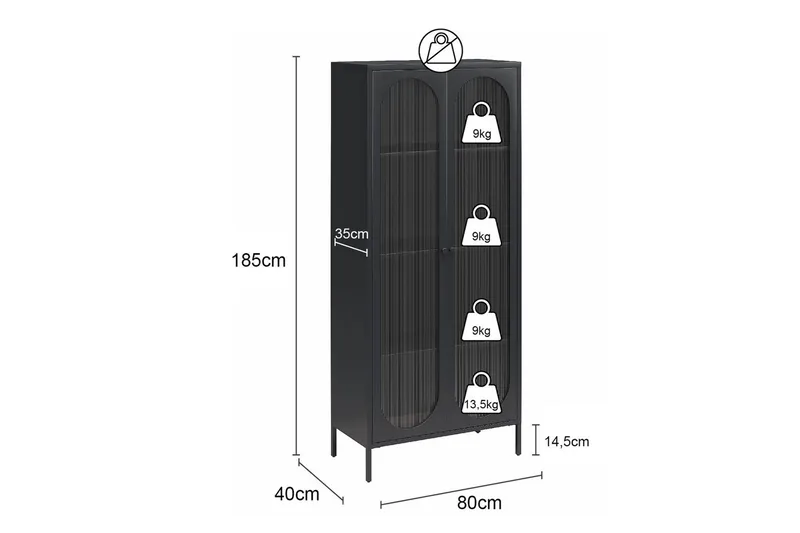 Højskab Luna Pergament - Pergament - Opbevaring - Skab - Vitrineskabe