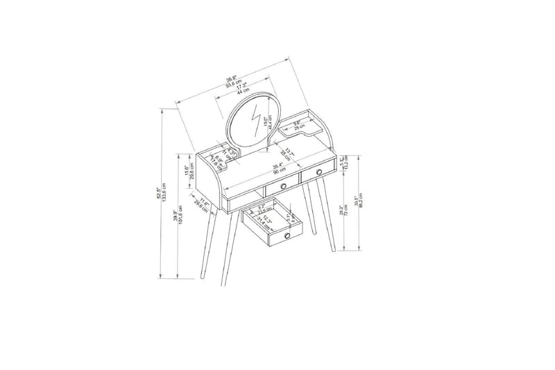 Habiba Sminkebord 93,6 cm - Antracit - Møbler - Borde - Sminkebord & konsolbord