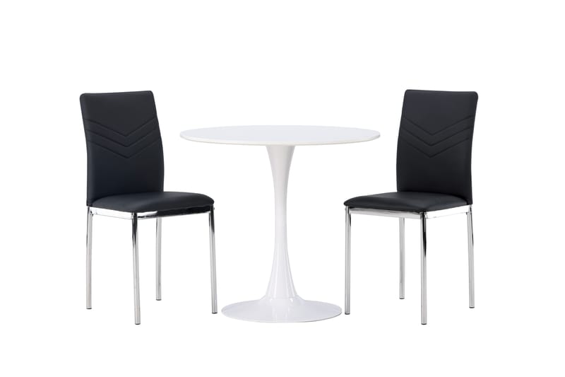 Hamden Spisebordssæt 80 cm Rund med 2 Lily Stole - Sort - Møbler - Borde - Spisebordssæt
