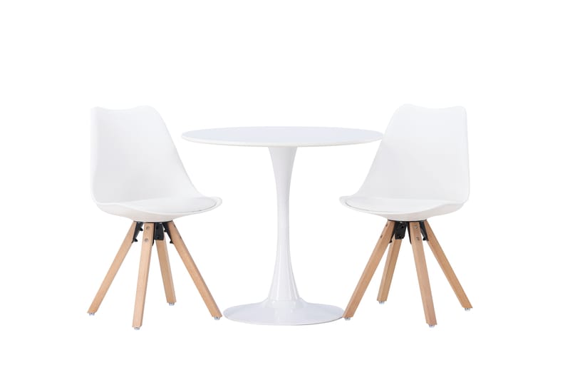 Hamden Spisebordssæt 80 cm Rund med 2 Zeno Stole, Natur