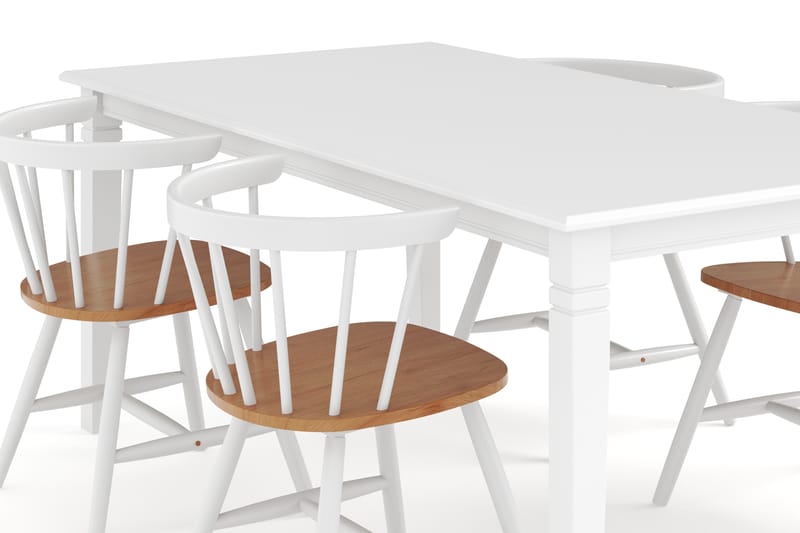 Hartford Spisebordssæt 180 cm inkl 4 Varisa stole - Hvid / brun - Spisebordssæt