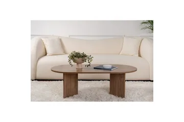 Hasina Ovalt Sofabord 119x60 cm med Træ- og Valnøddeudseende - Brun - Møbler - Borde - Sofabord