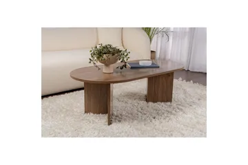 Hasina Ovalt Sofabord 119x60 cm med Træ- og Valnøddeudseende - Brun - Møbler - Borde - Sofabord