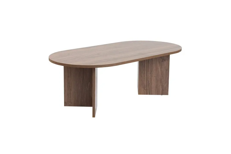 Hasina Ovalt Sofabord 119x60 cm med Træ- og Valnøddeudseende, Brun