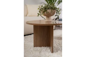 Hasina Ovalt Sofabord 119x60 cm med Træ- og Valnøddeudseende - Brun - Møbler - Borde - Sofabord