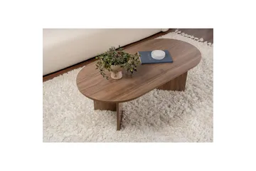 Hasina Ovalt Sofabord 119x60 cm med Træ- og Valnøddeudseende - Brun - Møbler - Borde - Sofabord