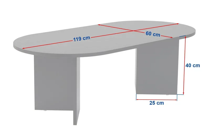 Hasina Ovalt Sofabord 119x60 cm med Travertin- og Valnøddeudseende - Beige - Møbler - Borde - Sofabord
