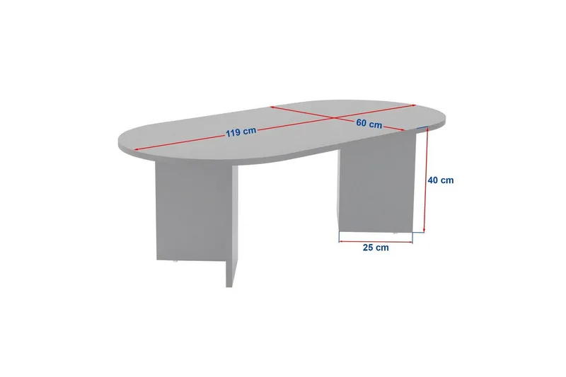 Hasina Ovalt Sofabord 119x60 cm med Travertinudseende - Hvid - Møbler - Borde - Sofabord