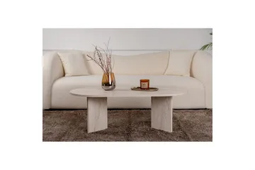 Hasina Ovalt Sofabord 119x60 cm med Travertinudseende - Hvid - Møbler - Borde - Sofabord