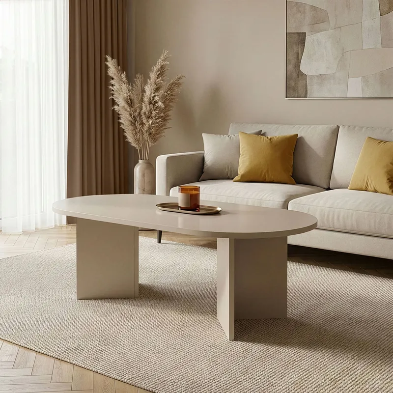 Hasina sofabord 119 cm ovalt - Mink - Møbler - Borde - Sofabord