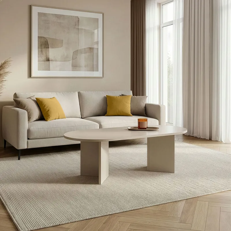 Hasina sofabord 119 cm ovalt - Mink - Møbler - Borde - Sofabord