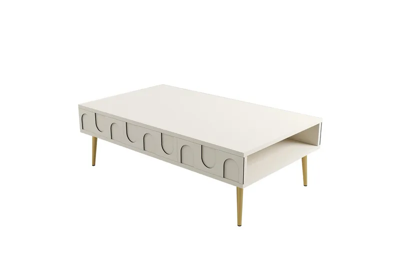 Hazim Sofabord 105 cm, Creme/Guld