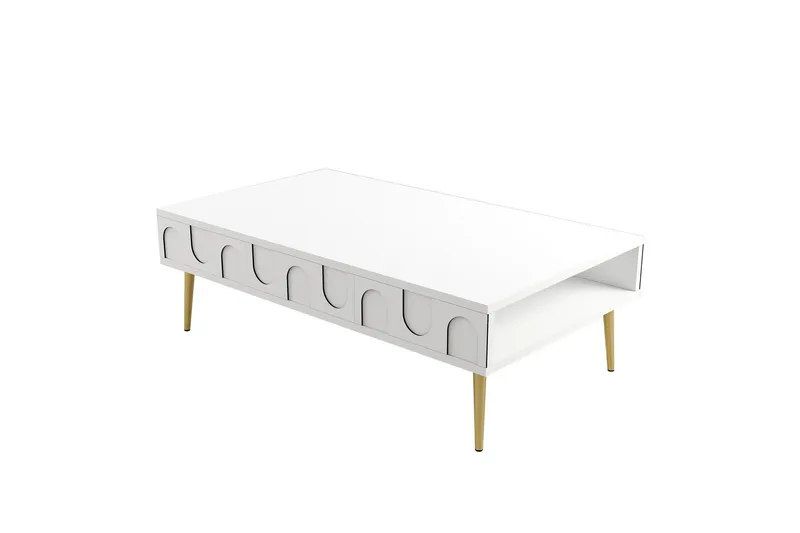 Hazim Sofabord 105 cm, Hvid/Guld