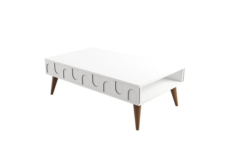 Hazim Sofabord 105 cm, Hvid/Valnød