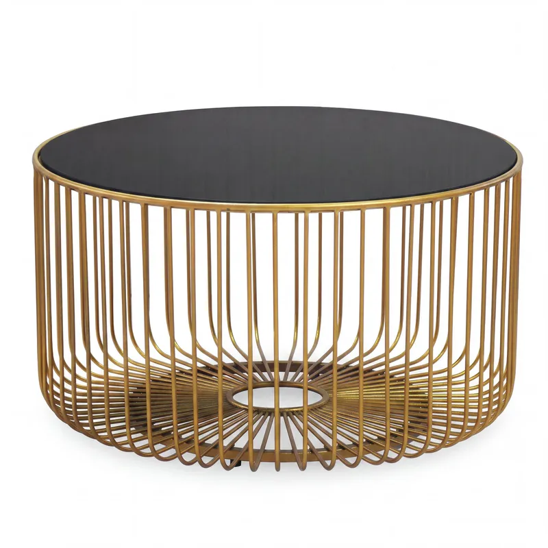 Helora rundt sofabord 60 cm i glas og metal, guld / sort