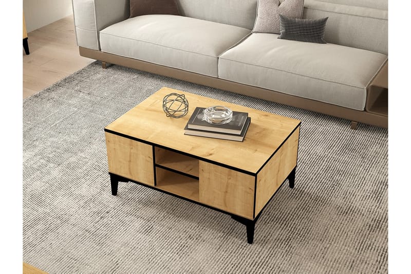 Highbank Sofabord 90 cm - Brun/Eg/Sort - Møbler - Borde - Sofabord