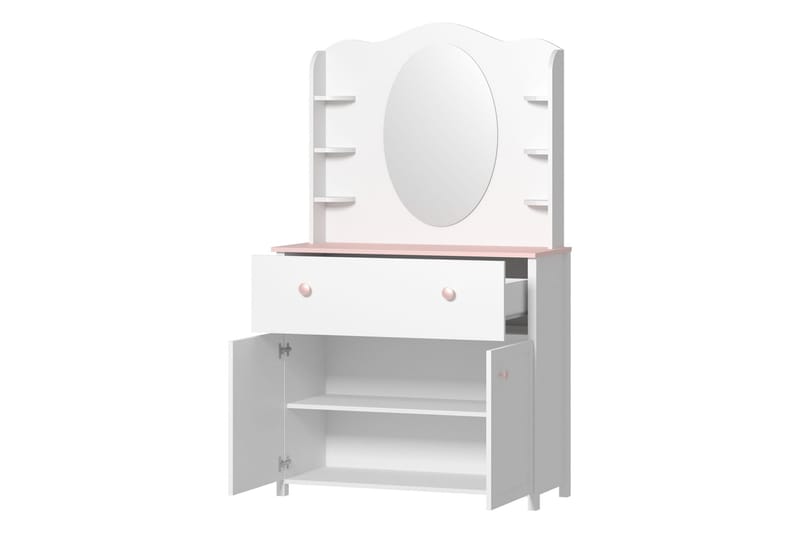 Hilts Sminkebord 110x42 cm - Hvid/Pink - Møbler - Borde - Sminkebord & konsolbord - Makeup bord med spejl
