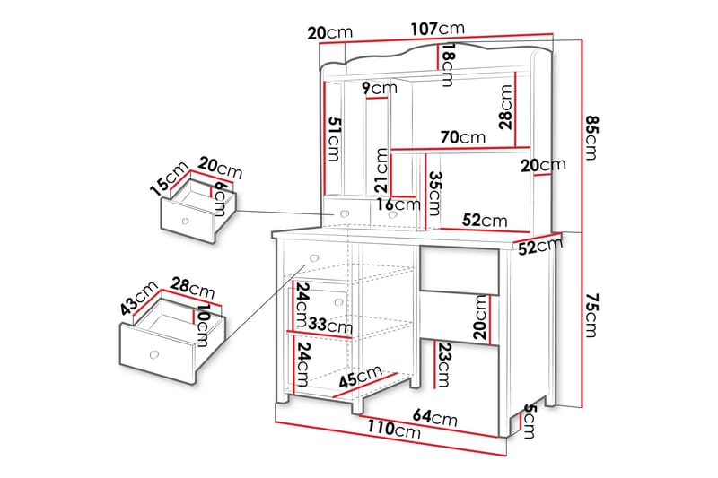 Hilts Sminkebord 110x52 cm - Grå - Møbler - Borde - Sminkebord & konsolbord