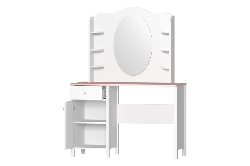 Hilts Sminkebord 110x52 cm - Hvid/Pink - Møbler - Borde - Sminkebord & konsolbord - Makeup bord med spejl