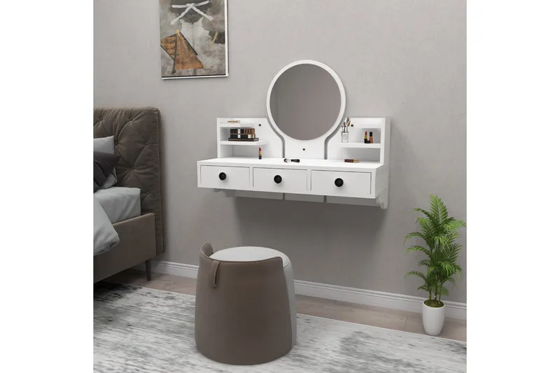 Hines Sminkebord 90 cm - Hvid - Møbler - Borde - Sminkebord & konsolbord
