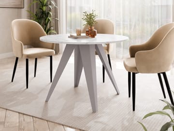 Hoban Spisebord rundt udtrækkeligt 100-138 cm - Beige, hvid (marmor) - Møbler - Borde - Spisebord og køkkenbord