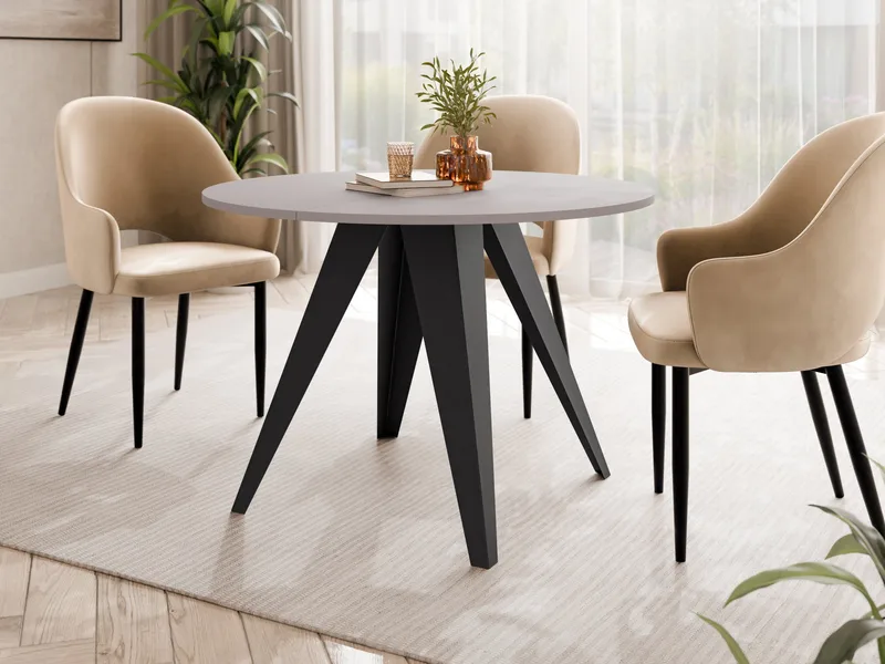 Hoban Spisebord rundt udtrækkeligt 100-138 cm - Sort, beige - Møbler - Borde - Spisebord og køkkenbord