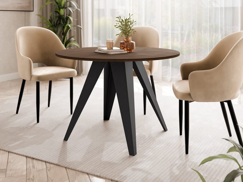 Hoban Spisebord rundt udtrækkeligt 100-138 cm - Sort, brun - Møbler - Borde - Spisebord og køkkenbord