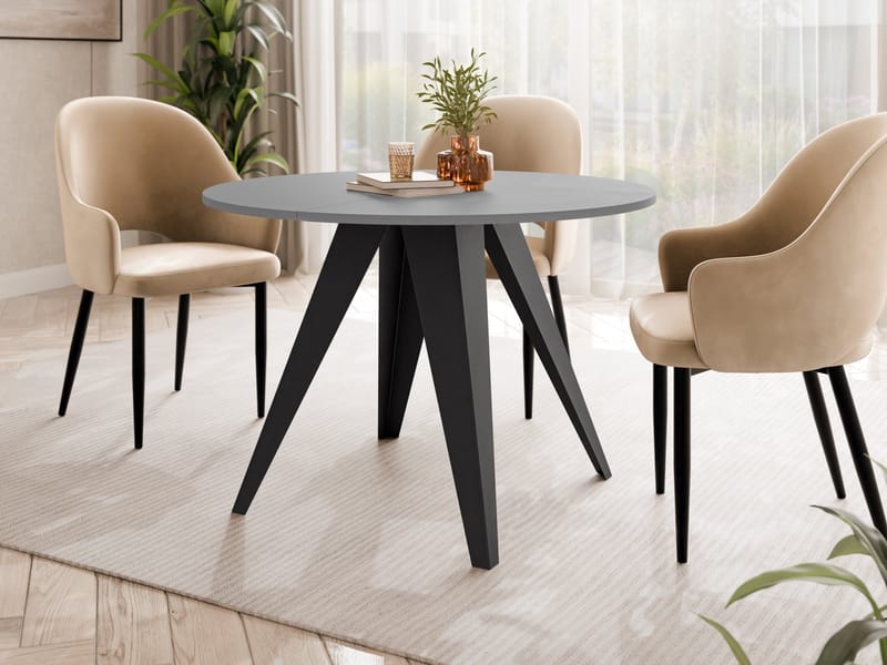 Hoban Spisebord rundt udtrækkeligt 100-138 cm - Sort, grå - Møbler - Borde - Spisebord og køkkenbord