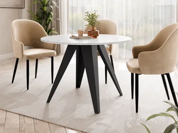 Hoban Spisebord rundt udtrækkeligt 100-138 cm - Sort, hvid (hvid marmorplade) - Møbler - Borde - Spisebord og køkkenbord