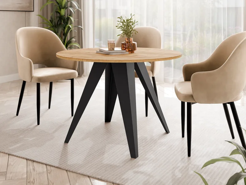 Hoban Spisebord rundt udtrækkeligt 100-138 cm - Sort, natur - Møbler - Borde - Spisebord og køkkenbord