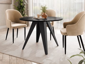 Hoban Spisebord rundt udtrækkeligt 100-138 cm - Sort (sort marmorbordplade) - Møbler - Borde - Spisebord og køkkenbord