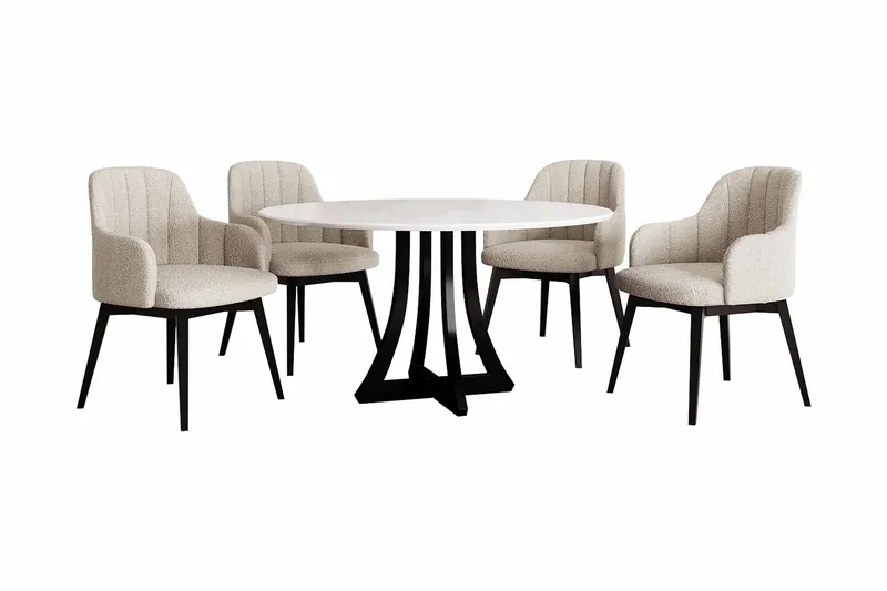 Hollan Spisebordssæt Rund Beige|Hvid|Sort