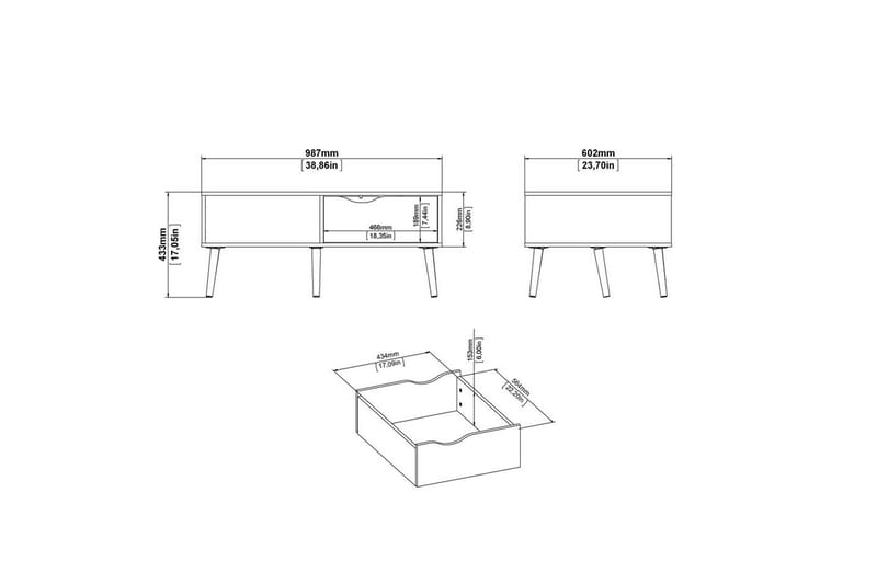 Hostafranc Sofabord 98,7 cm - Natur/Hvid - Møbler - Borde - Sofabord