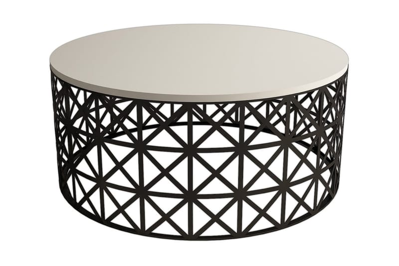 Hovdane Sofabord 90 cm Rundt, Cremehvid/Sort