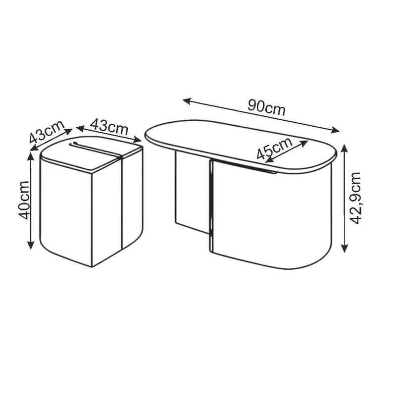 Hu Sofabordssæt 90x42,9x45 cm - Antracit - Møbler - Borde - Sofabord
