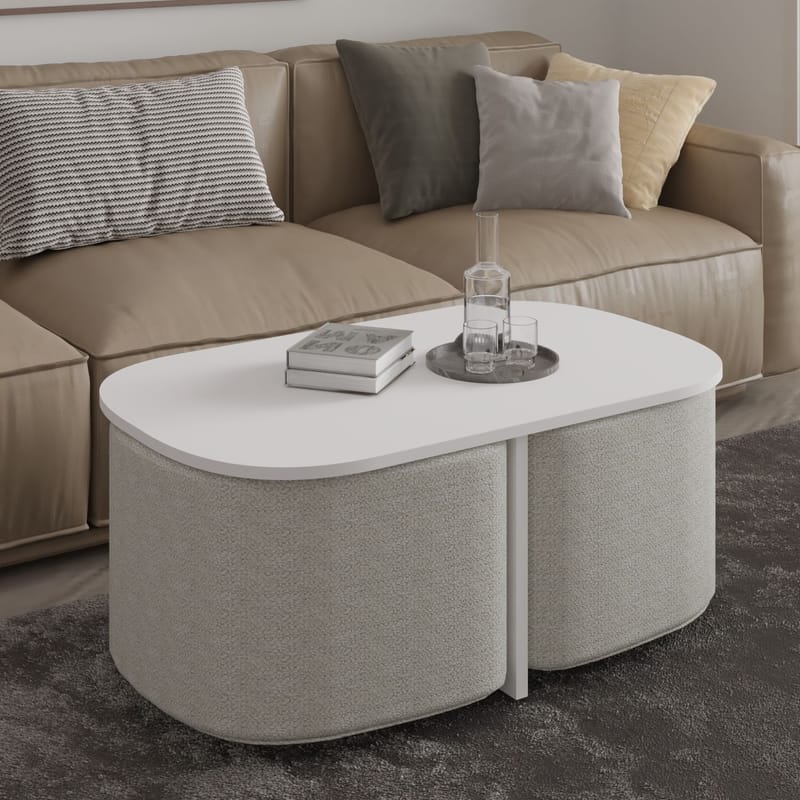 Hu Sofabordssæt 90x42,9x45 cm - Hvid - Møbler - Borde - Sofabord