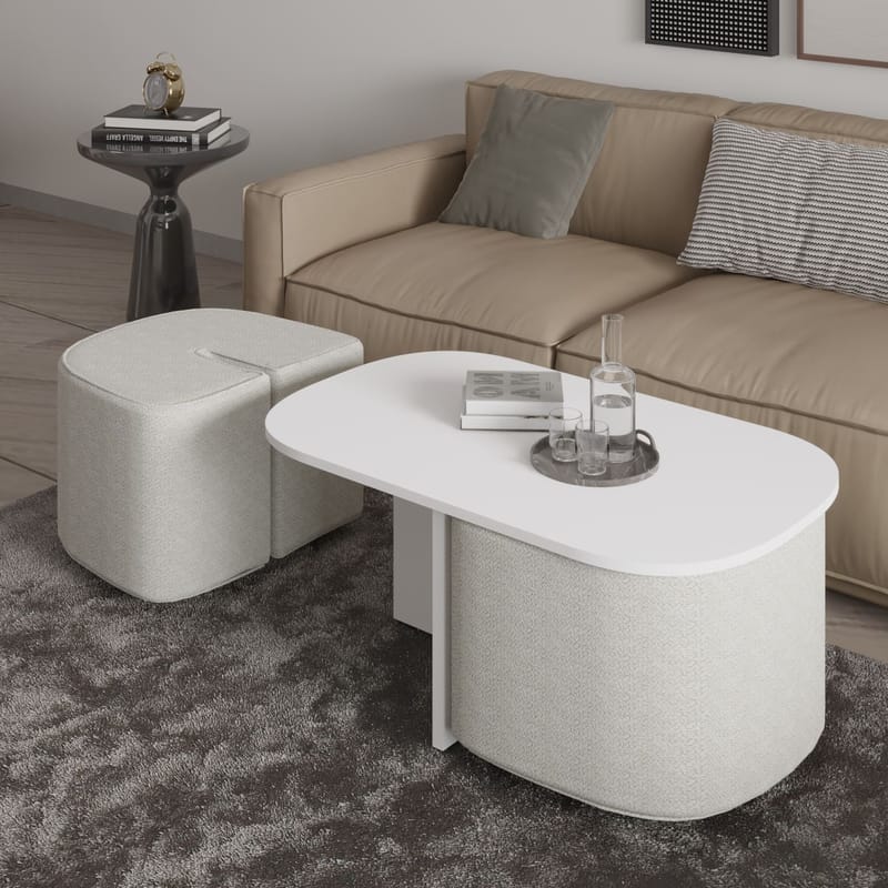 Hu Sofabordssæt 90x42,9x45 cm - Hvid - Møbler - Borde - Sofabord